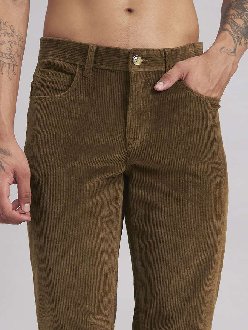 men solid mid rise flat front casual trouser - 22512762 -  Standard Image - 1