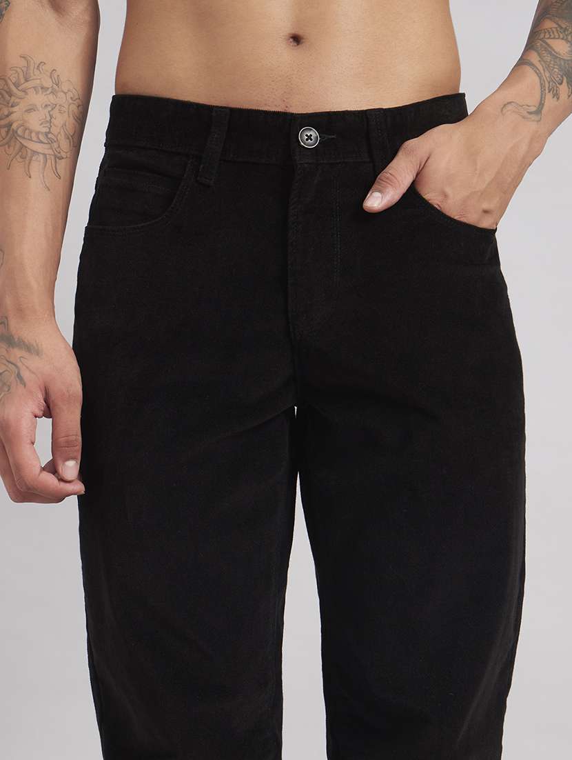 men solid mid rise flat front casual trouser - 22512765 -  Standard Image - 1