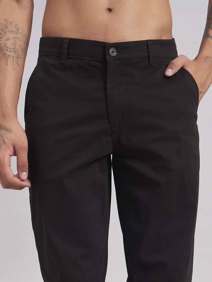 Men Solid Mid Rise Flat Front Casual Trouser - 22512766 -  Standard Image - 1