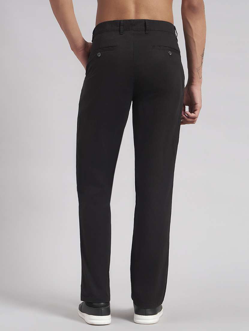Men Solid Mid Rise Flat Front Casual Trouser - 22512766 -  Standard Image - 4