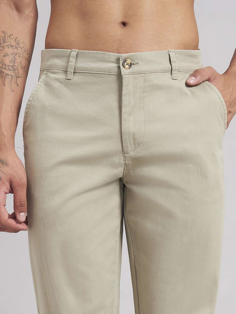 men solid mid rise flat front casual trouser - 22512767 -  Standard Image - 1