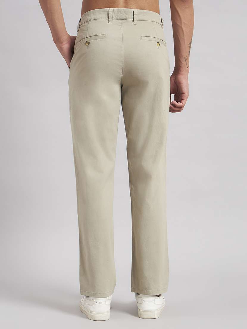 men solid mid rise flat front casual trouser - 22512767 -  Standard Image - 4