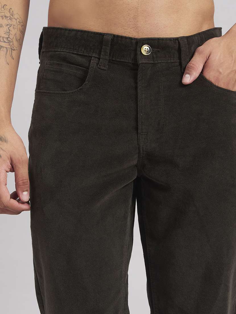 Men Solid Mid Rise Flat Front Casual Trouser - 22512768 -  Standard Image - 1