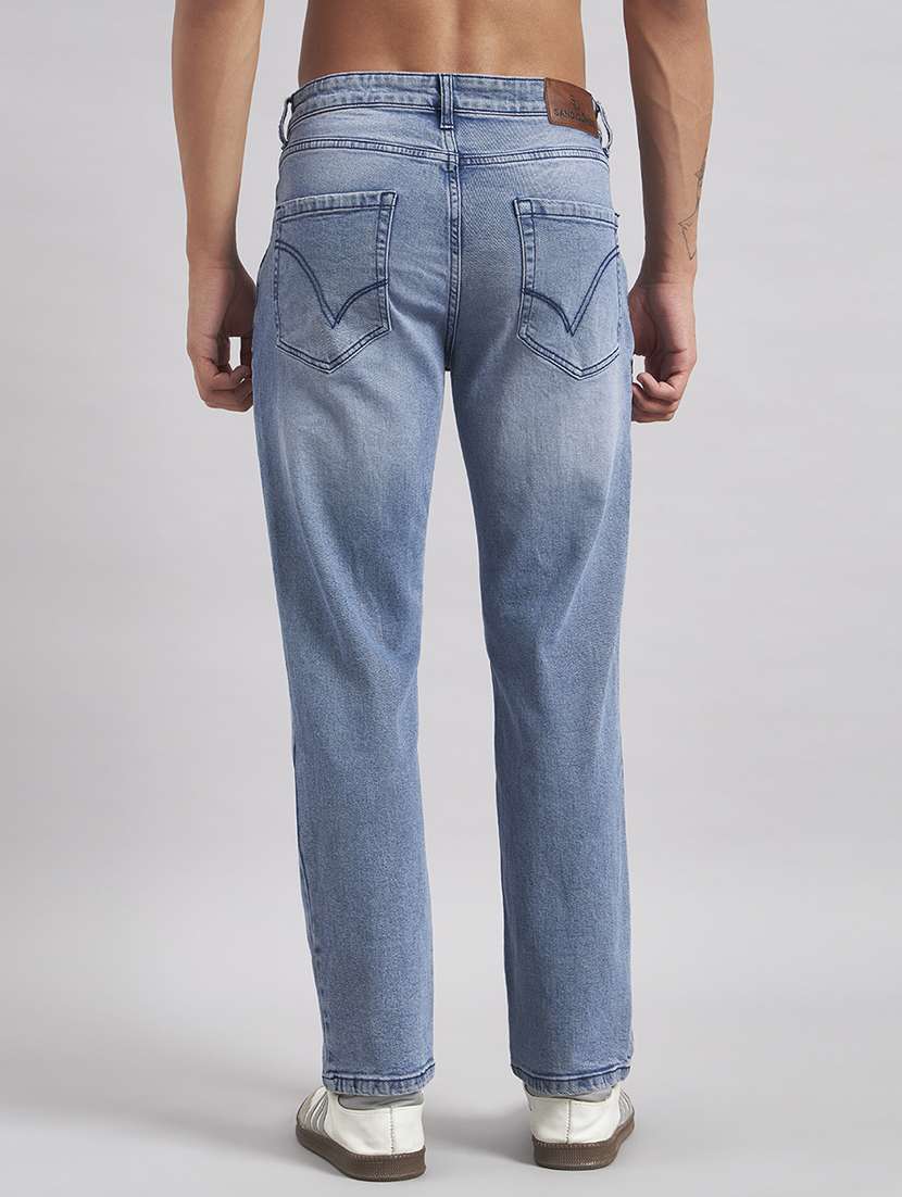 men washed mid rise full length straight jeans - 22512772 -  Standard Image - 4