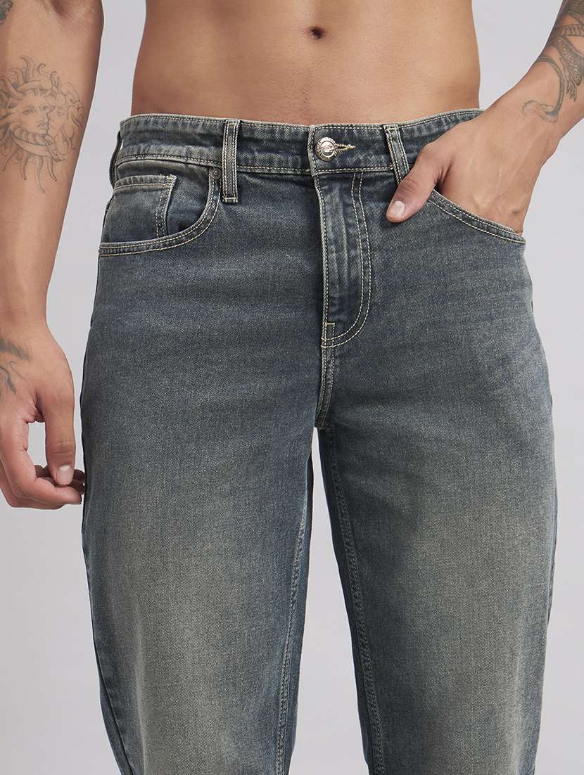 Men Washed Mid Rise Full Length Straight Jeans - 22512774 -  Standard Image - 1