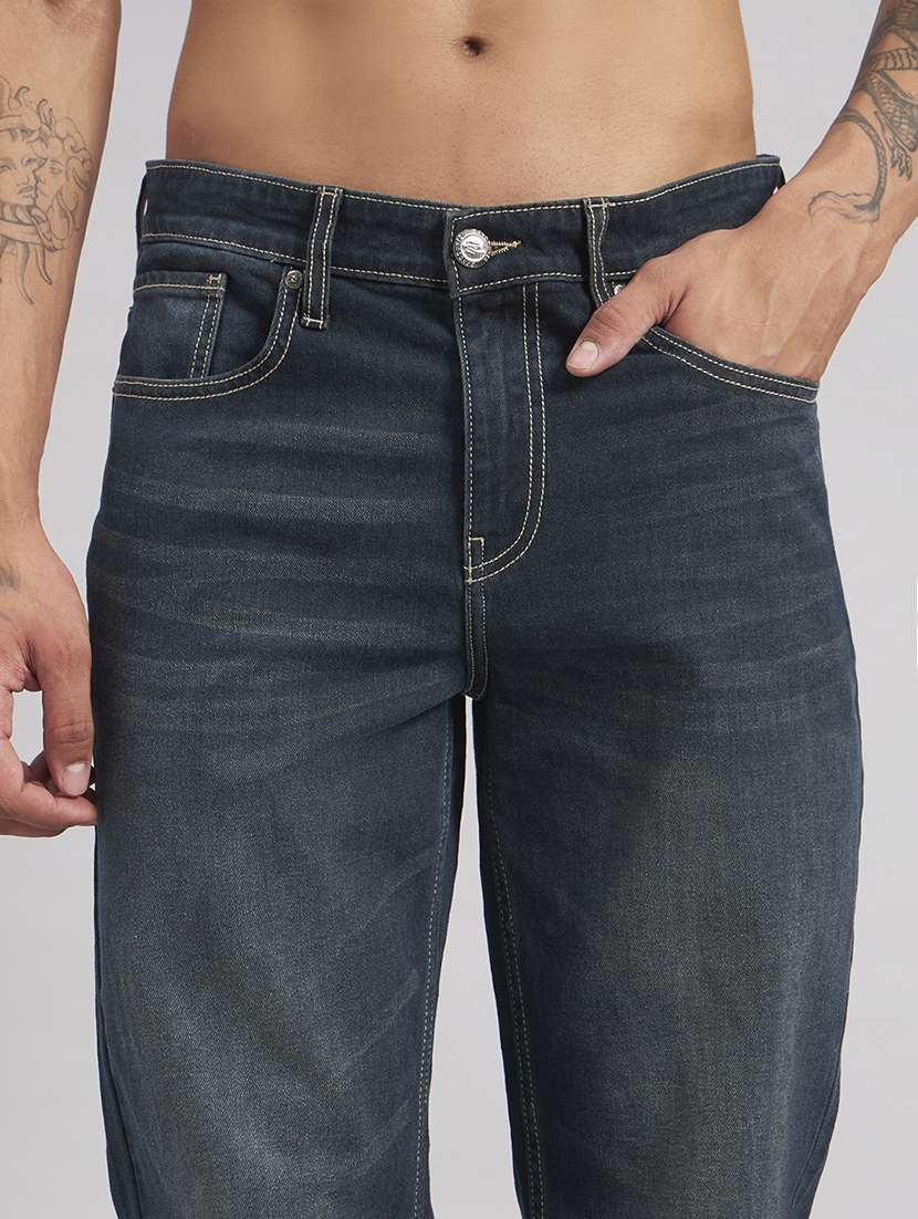 men washed mid rise full length straight jeans - 22512779 -  Standard Image - 1