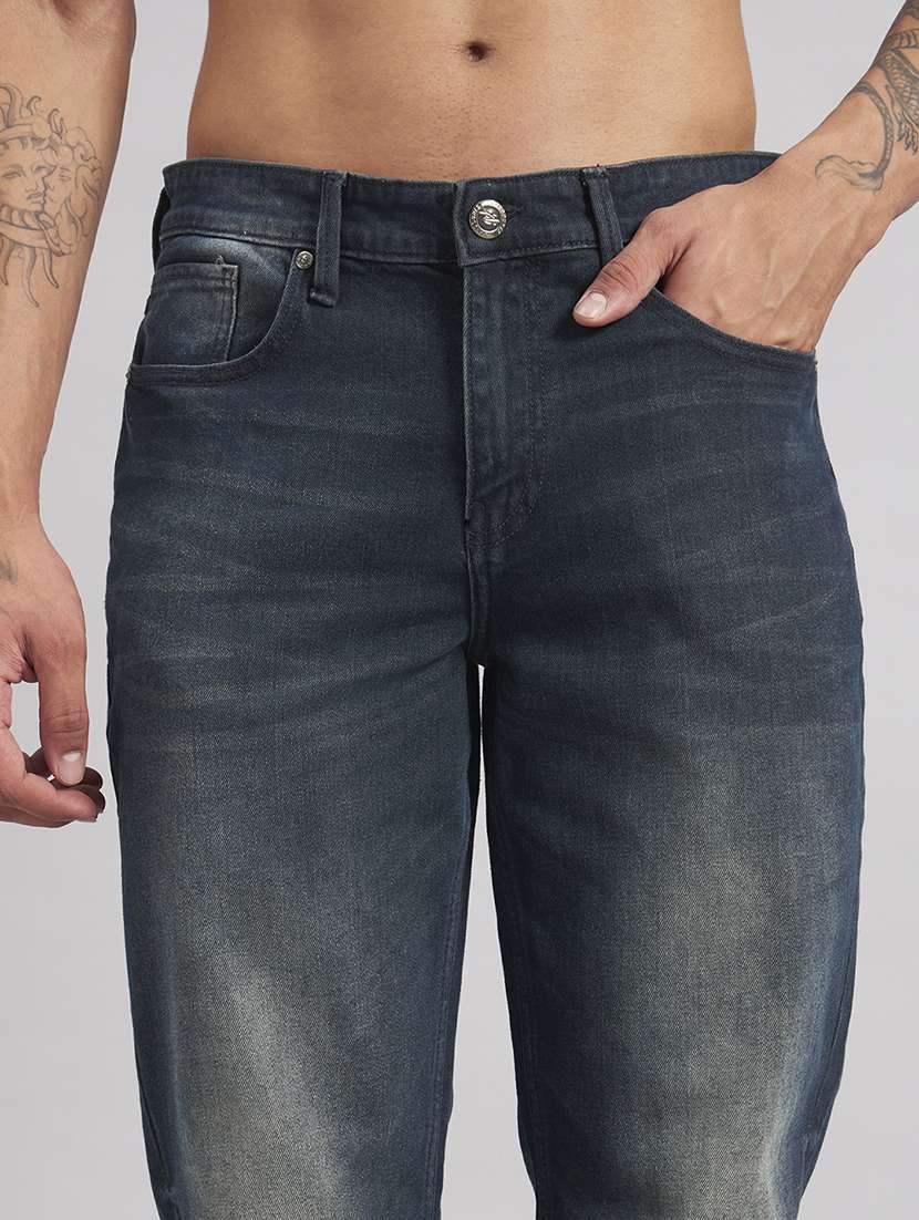 men washed mid rise full length straight jeans - 22512782 -  Standard Image - 1