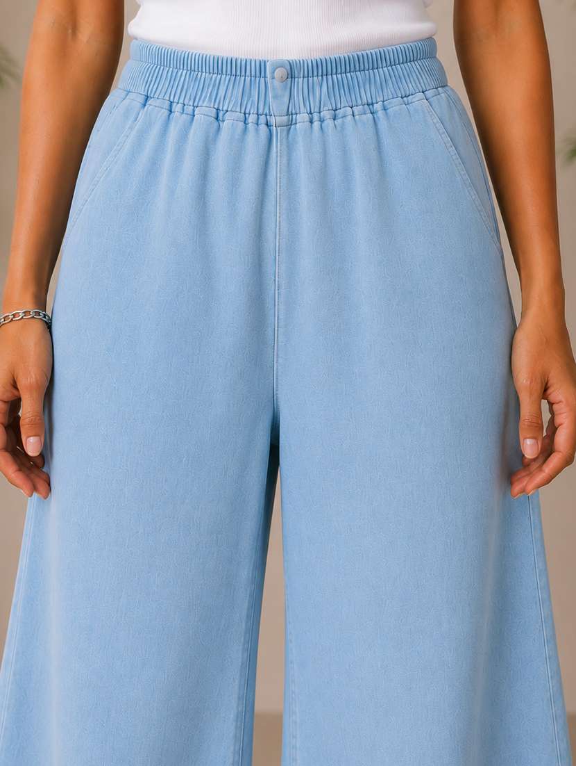 women plain mid rise wide leg jeans - 22512803 -  Standard Image - 1