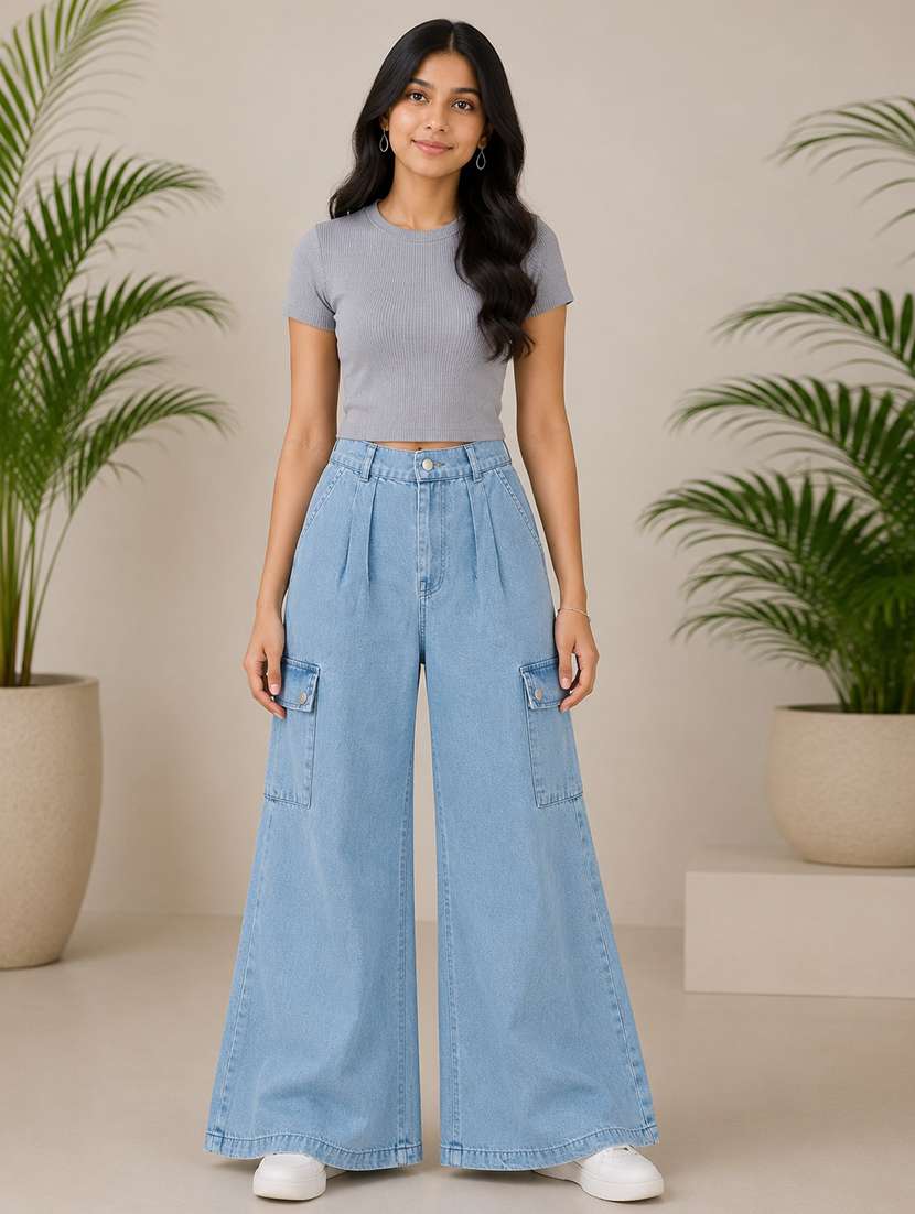 girls plain mid rise wide leg cargo - 22512816 -  Standard Image - 4