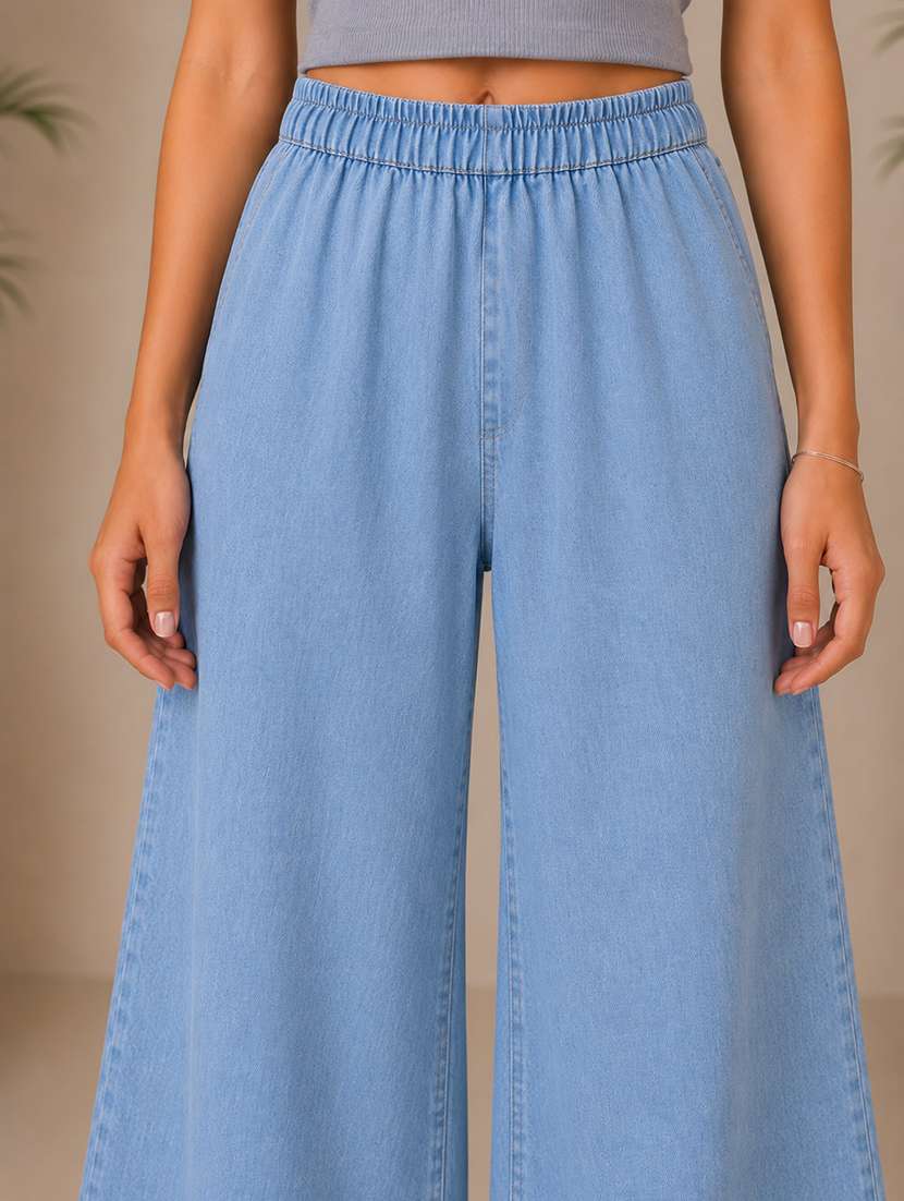 girls plain mid rise wide leg jeans - 22512818 -  Standard Image - 1