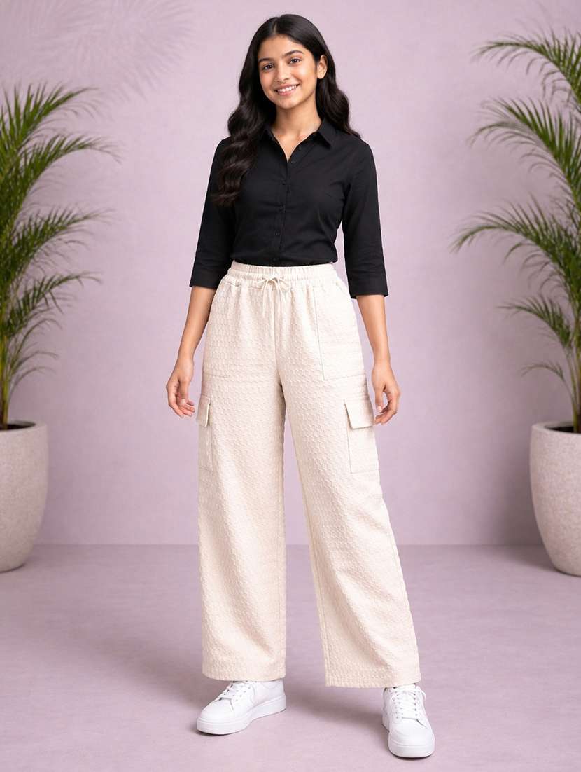 girls textured  mid rise relaxed fit cargo pant - 22512850 -  Standard Image - 4