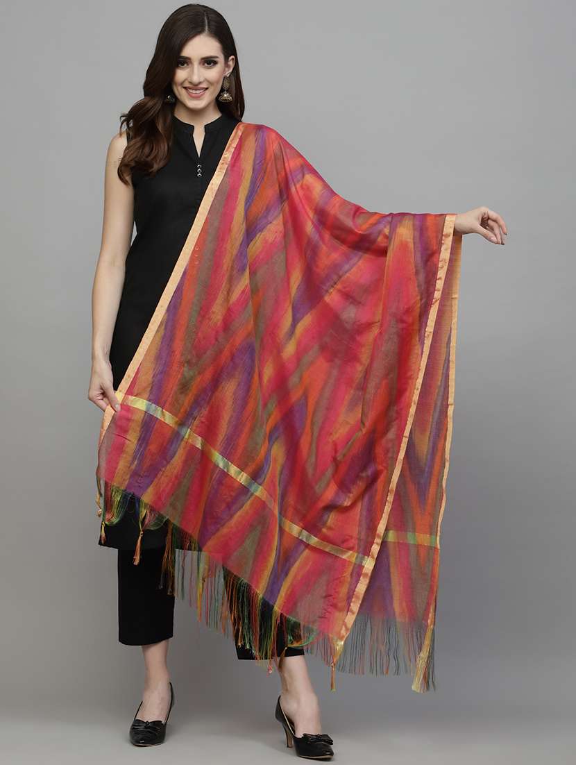 women printed dupatta with fringes
