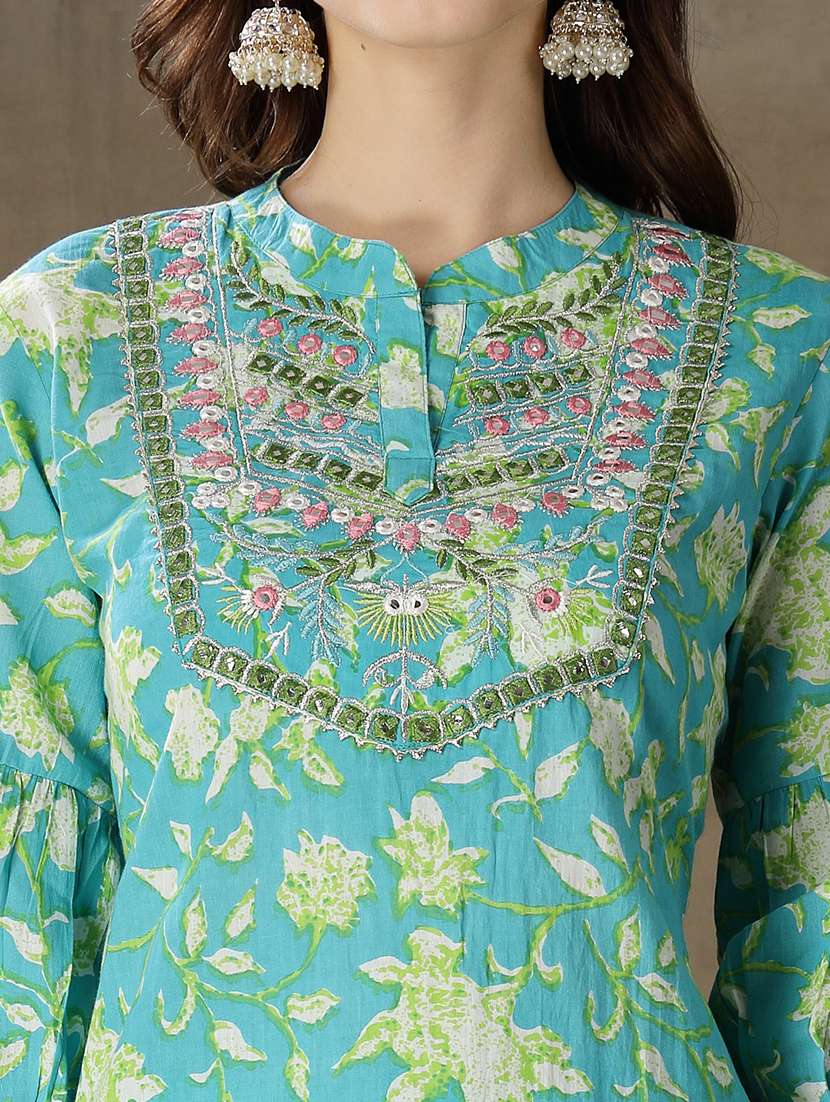 women floral three quarter sleeve ethnic co-ord set - 22512946 -  Standard Image - 1