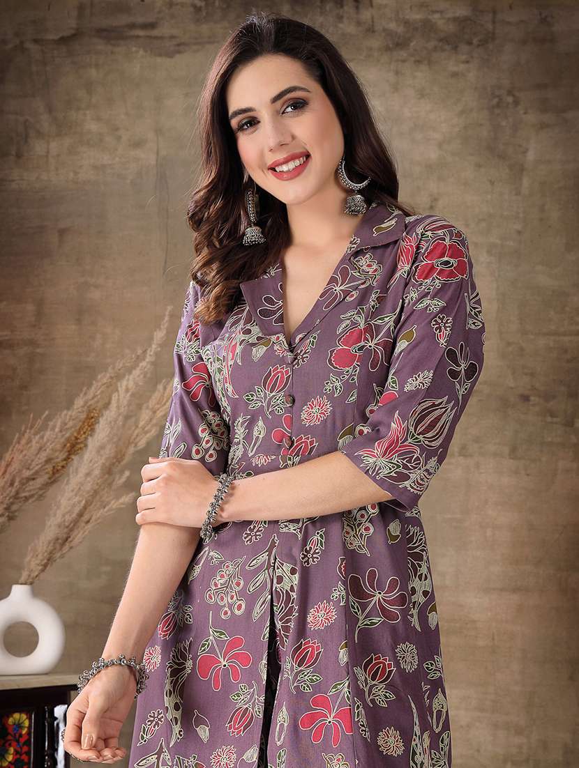 Women Printed Collared Kurta And Pant Set - 22513002 -  Standard Image - 1