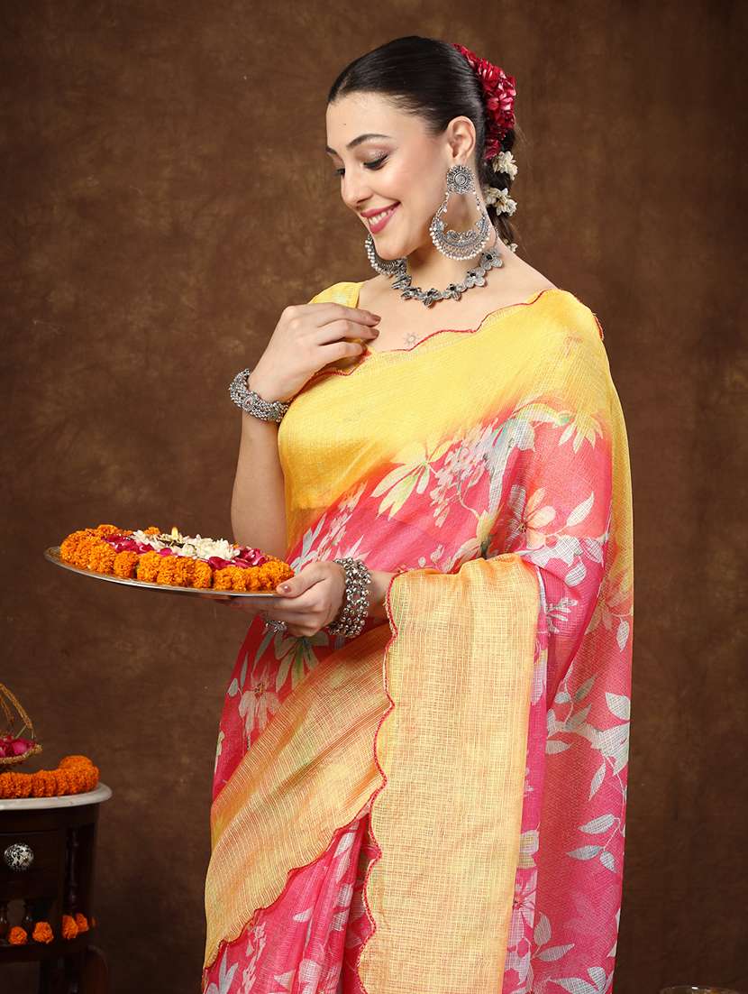 women floral printed saree with blouse - 22513474 -  Standard Image - 1