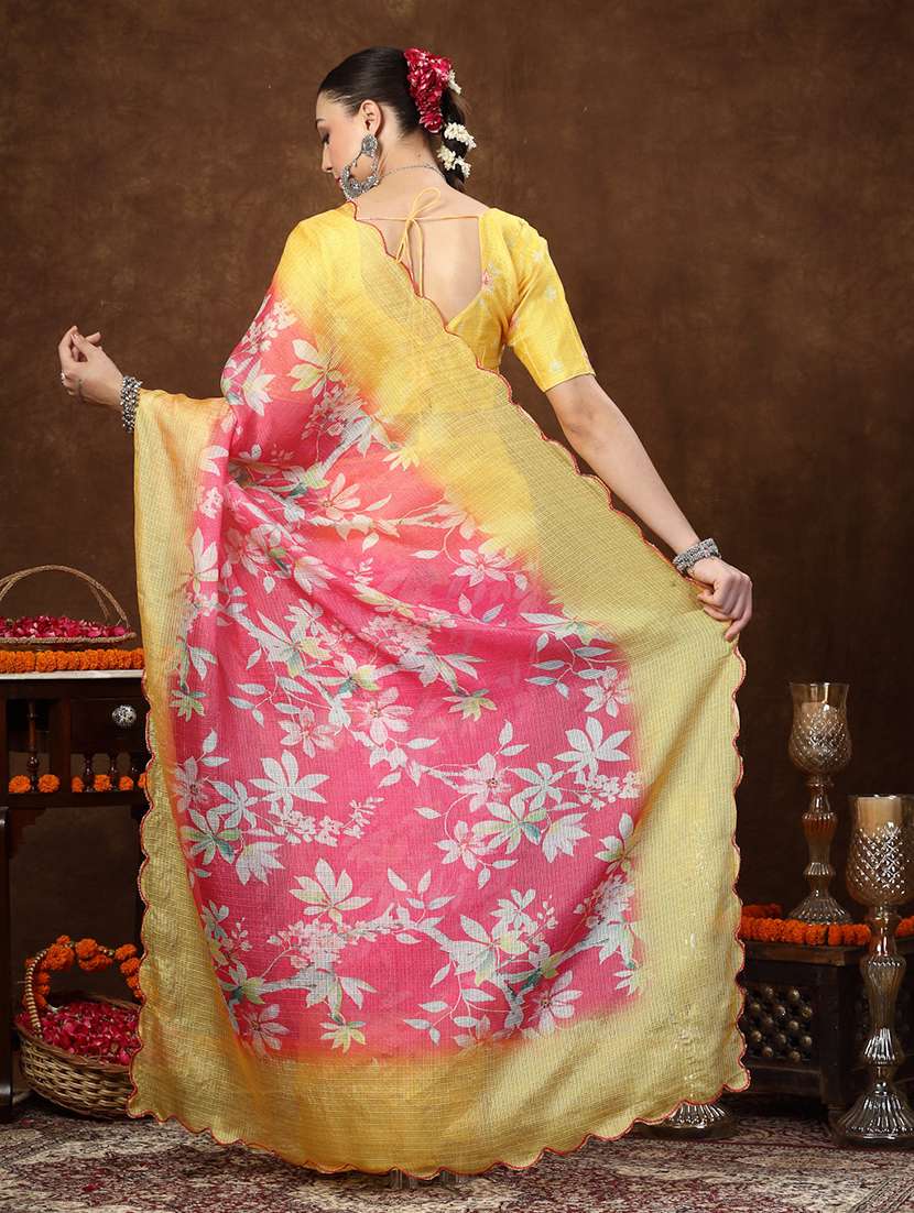 women floral printed saree with blouse - 22513474 -  Standard Image - 4