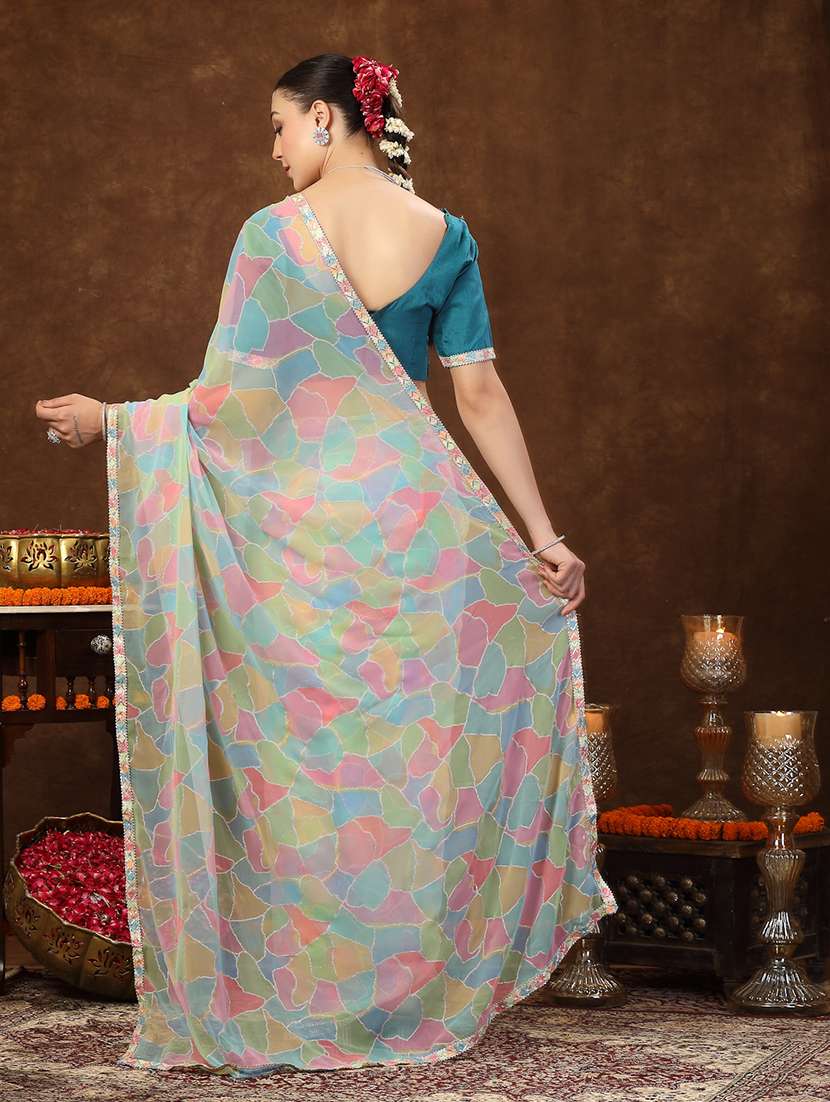 women printed casual wear saree with blouse - 22513482 -  Standard Image - 4