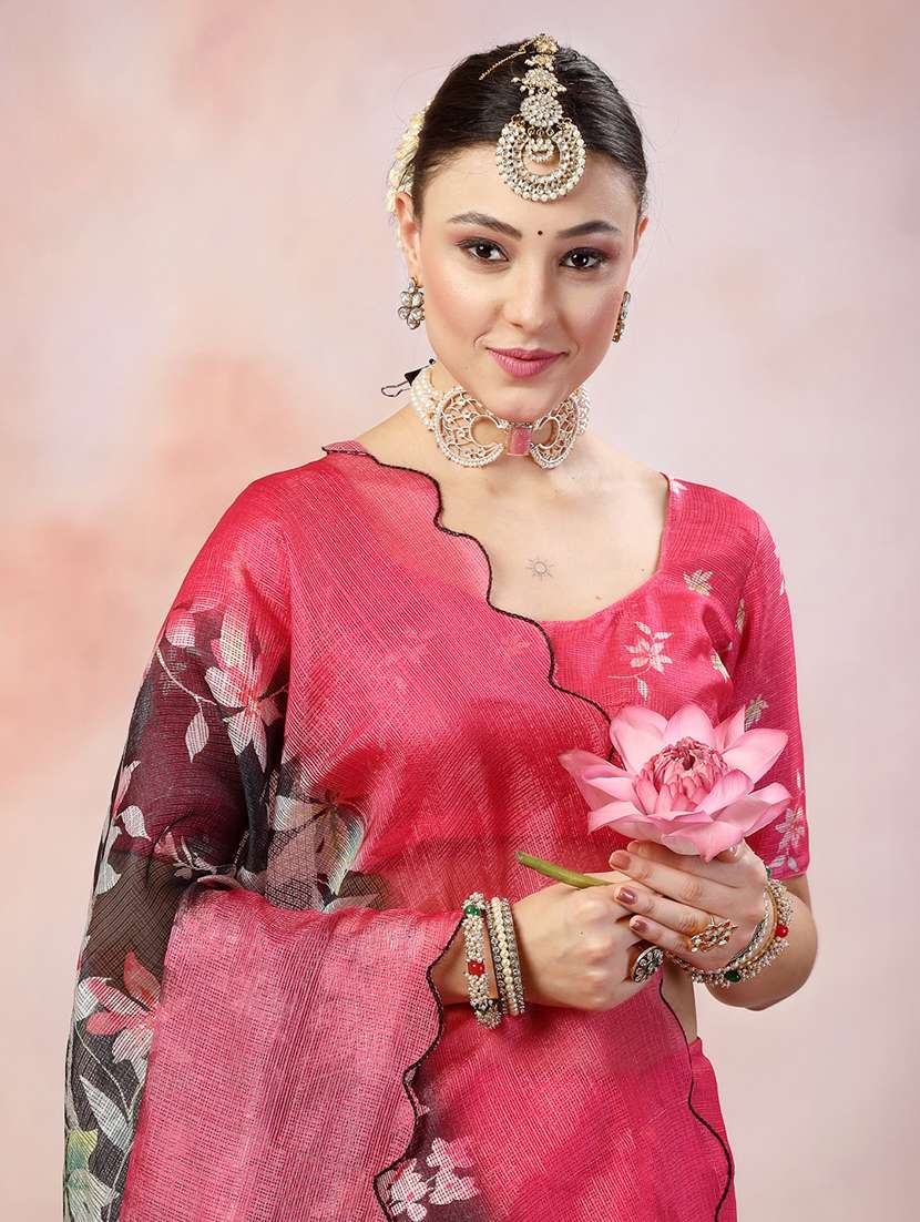 women floral printed saree with blouse - 22513495 -  Standard Image - 1