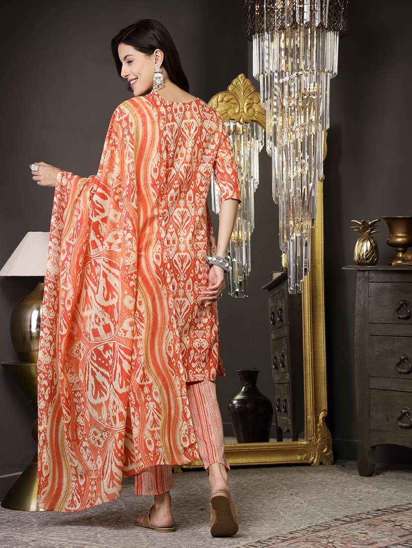 women printed three quarter sleeve kurta pant with dupatta set - 22513517 -  Standard Image - 4