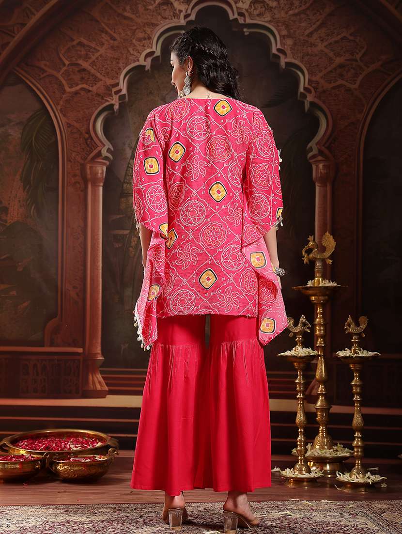 women printed v neck kaftan and sharara set - 22513522 -  Standard Image - 4