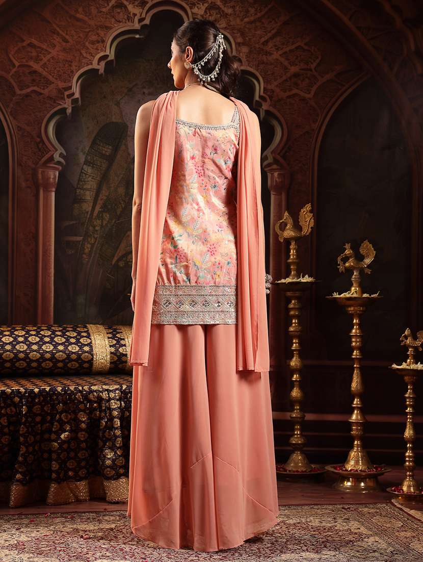Women Printed Shoulder Strap Kurta And Palazzo Set With Dupatta - 22513553 -  Standard Image - 4