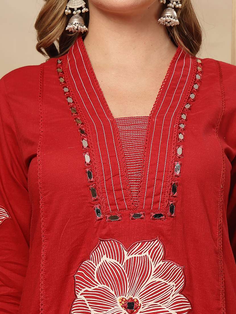 Women Embroidered Three Quarter Sleeve Kurta Pant With Dupatta Set - 22513612 -  Standard Image - 1