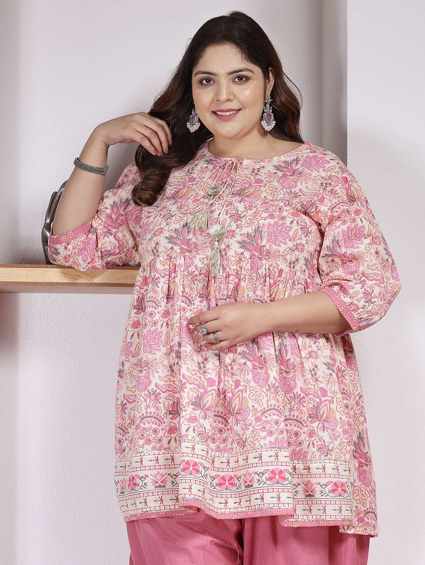 women printed tie up neck kurta and dhoti set - 22513688 -  Standard Image - 1