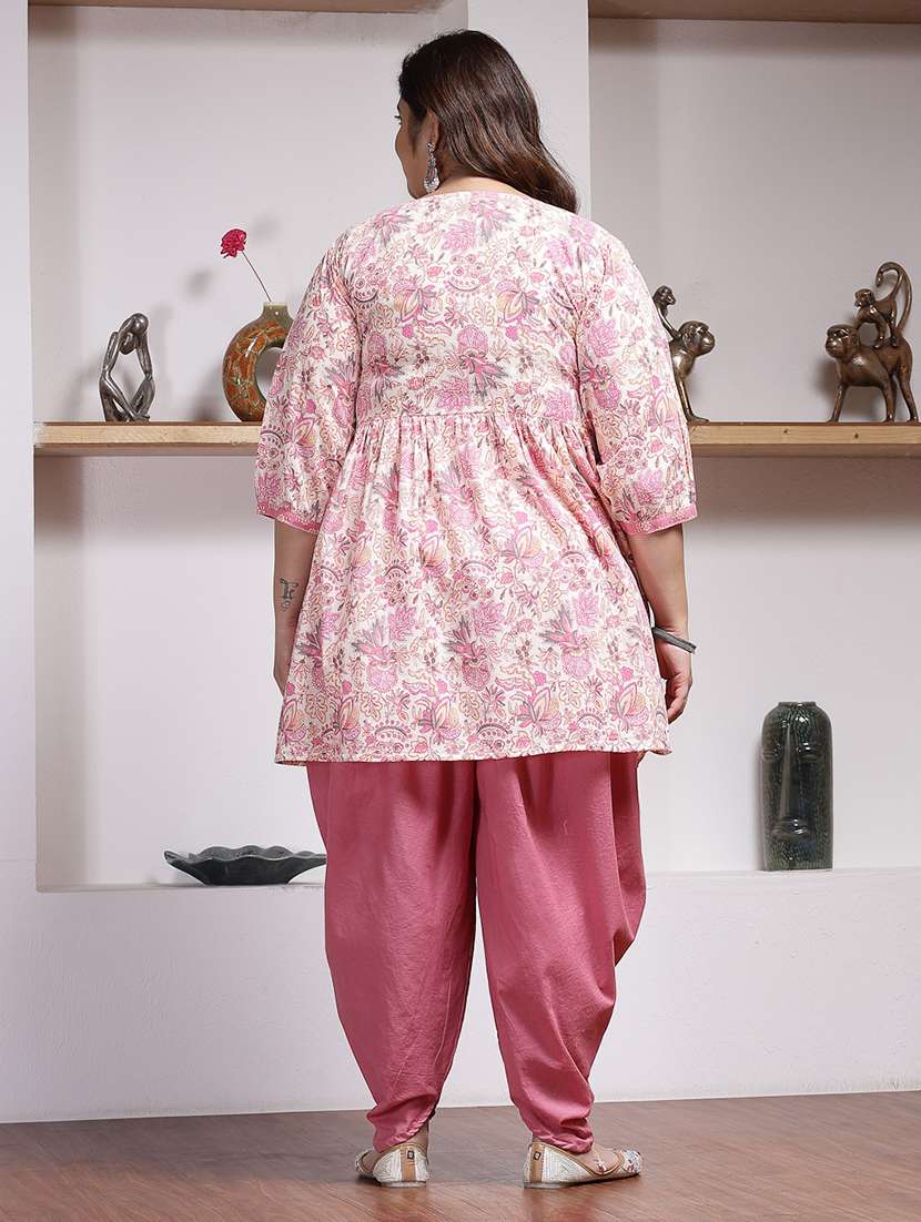 women printed tie up neck kurta and dhoti set - 22513688 -  Standard Image - 4