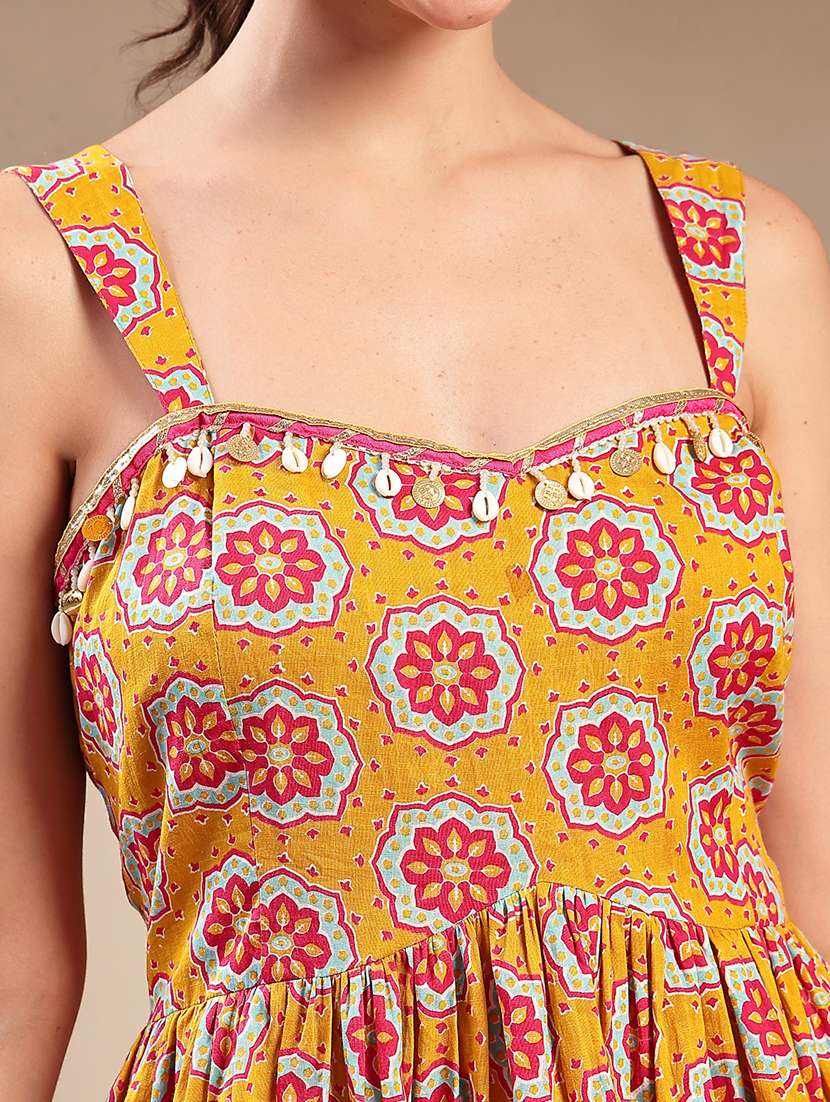 Women Printed Sleeveless Kurta And Dhoti Set - 22513701 -  Standard Image - 1