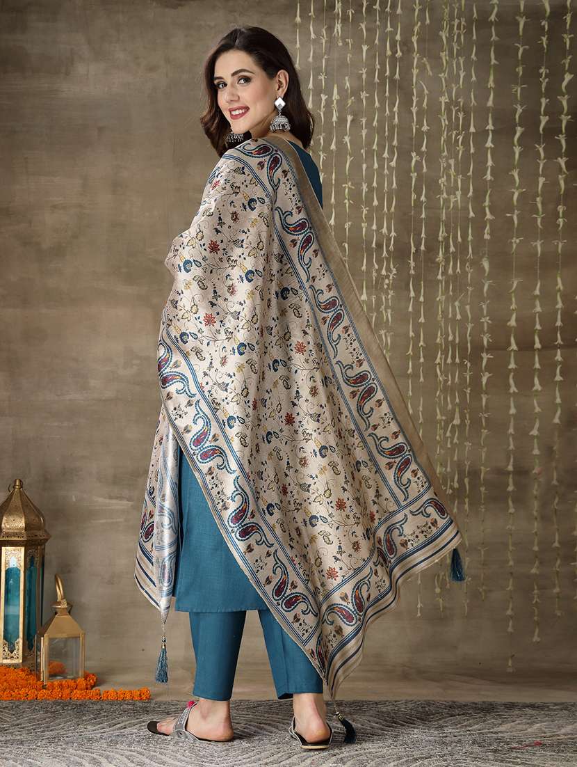 women embroidered three quarter sleeve kurta pant with dupatta set - 22513742 -  Standard Image - 4
