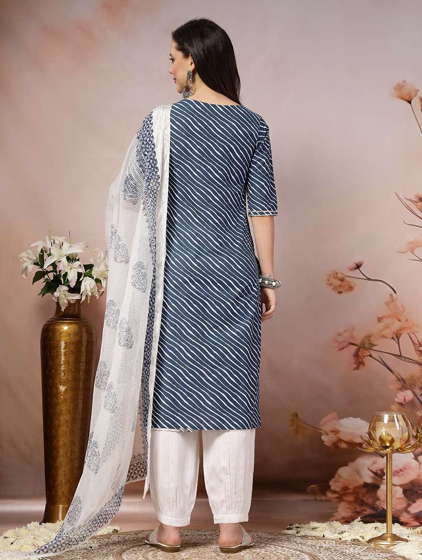 women printed round neck kurta and salwar set with dupatta - 22513827 -  Standard Image - 4