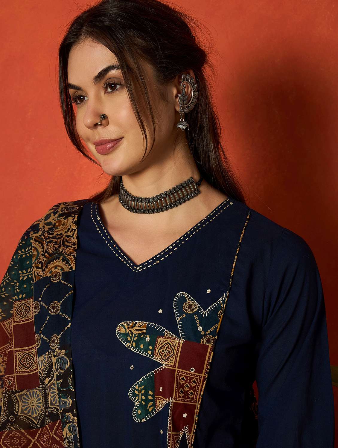 women embroidered v neck kurta and pant set with dupatta - 22513834 -  Standard Image - 1