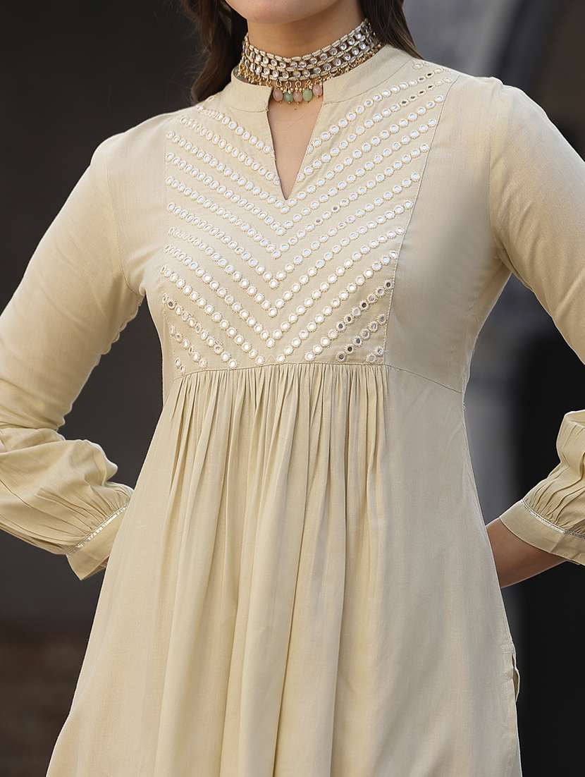 women embroidered mandarin neck kurta and dhoti set with dupatta - 22513857 -  Standard Image - 4