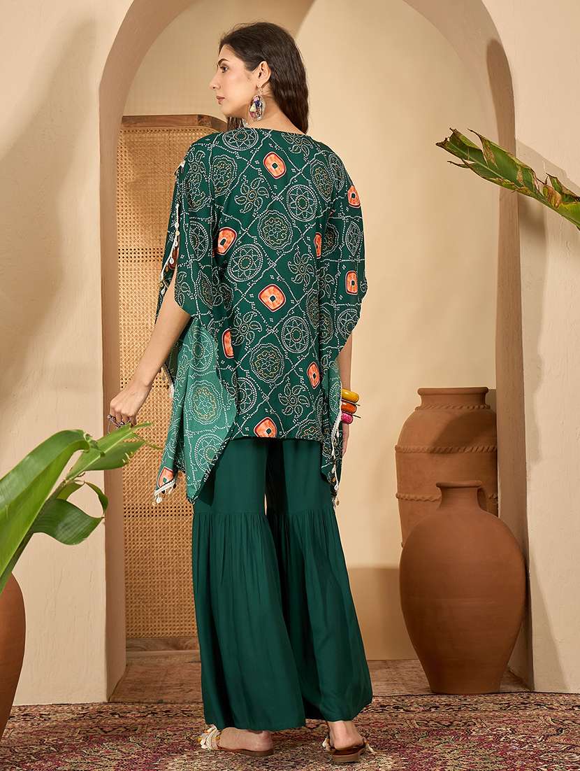 women bandhani printed kimono sleeve kaftan set - 22514156 -  Standard Image - 4