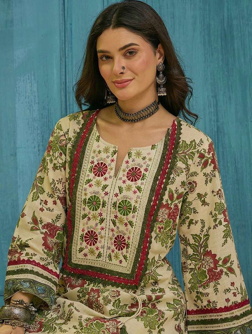 women floral long sleeve kurta salwar set - 22514159 -  Standard Image - 1