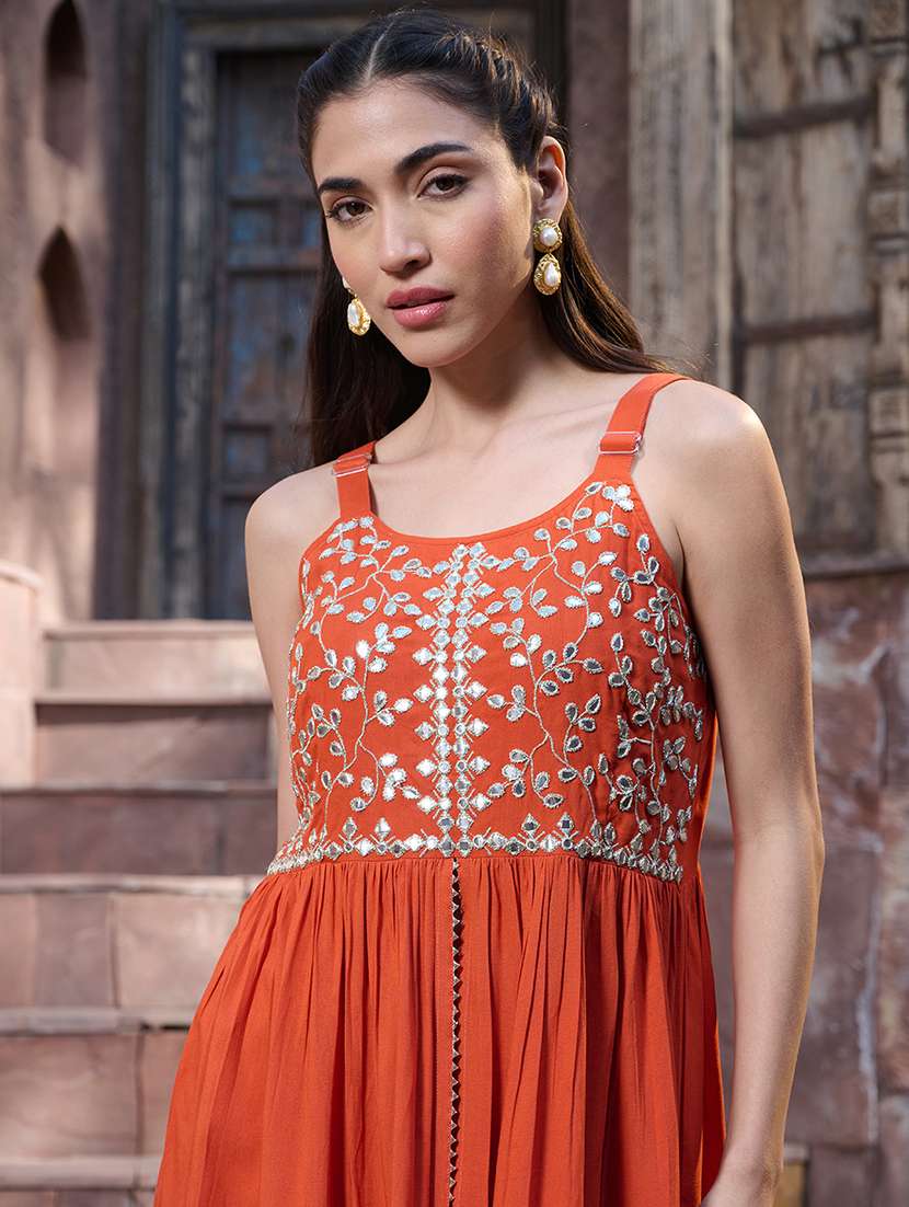 women embroidered shoulder strap kurta sharara with dupatta set - 22514186 -  Standard Image - 1