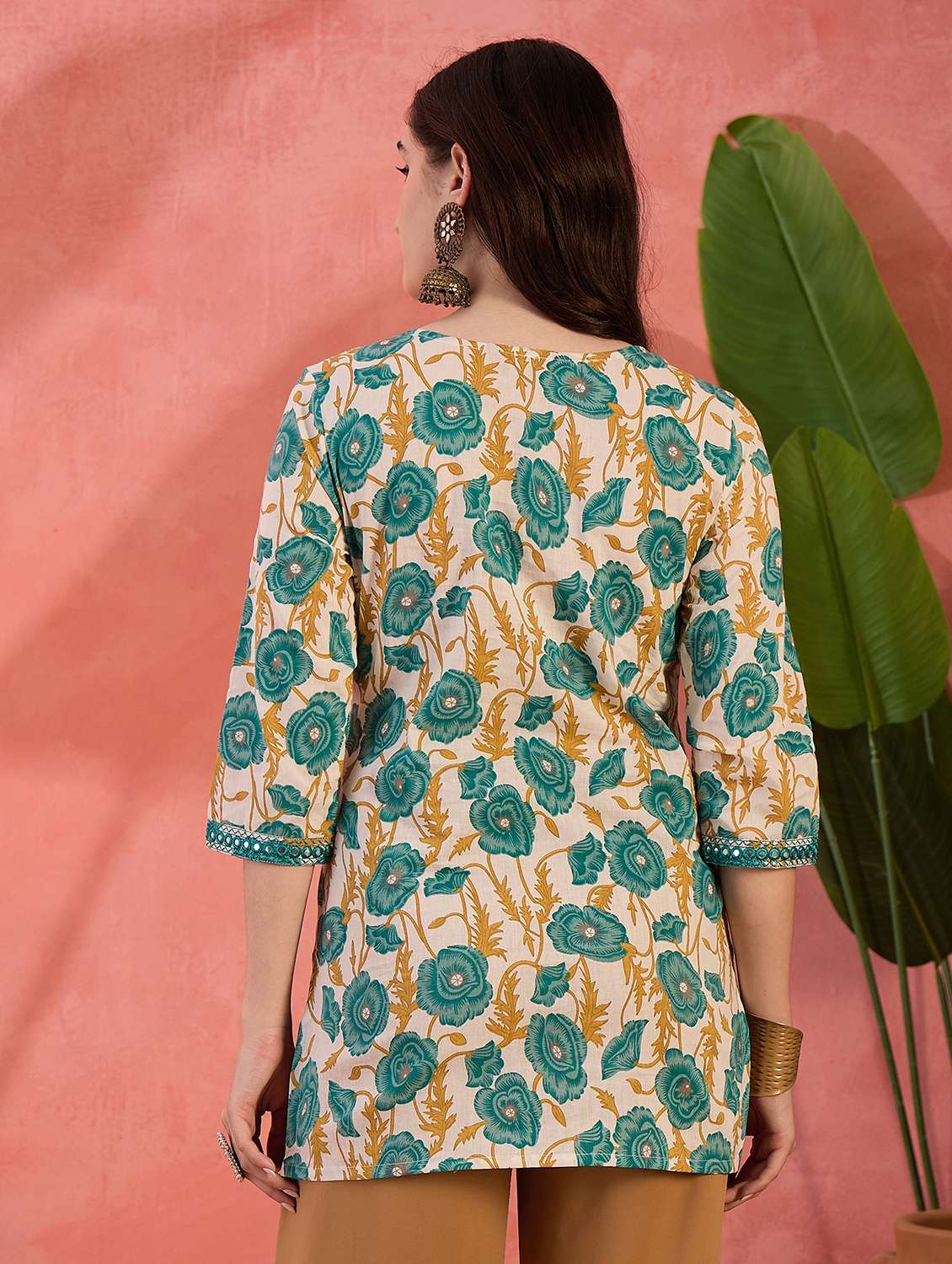 women printed three quarter sleeves straight kurti - 22514366 -  Standard Image - 4