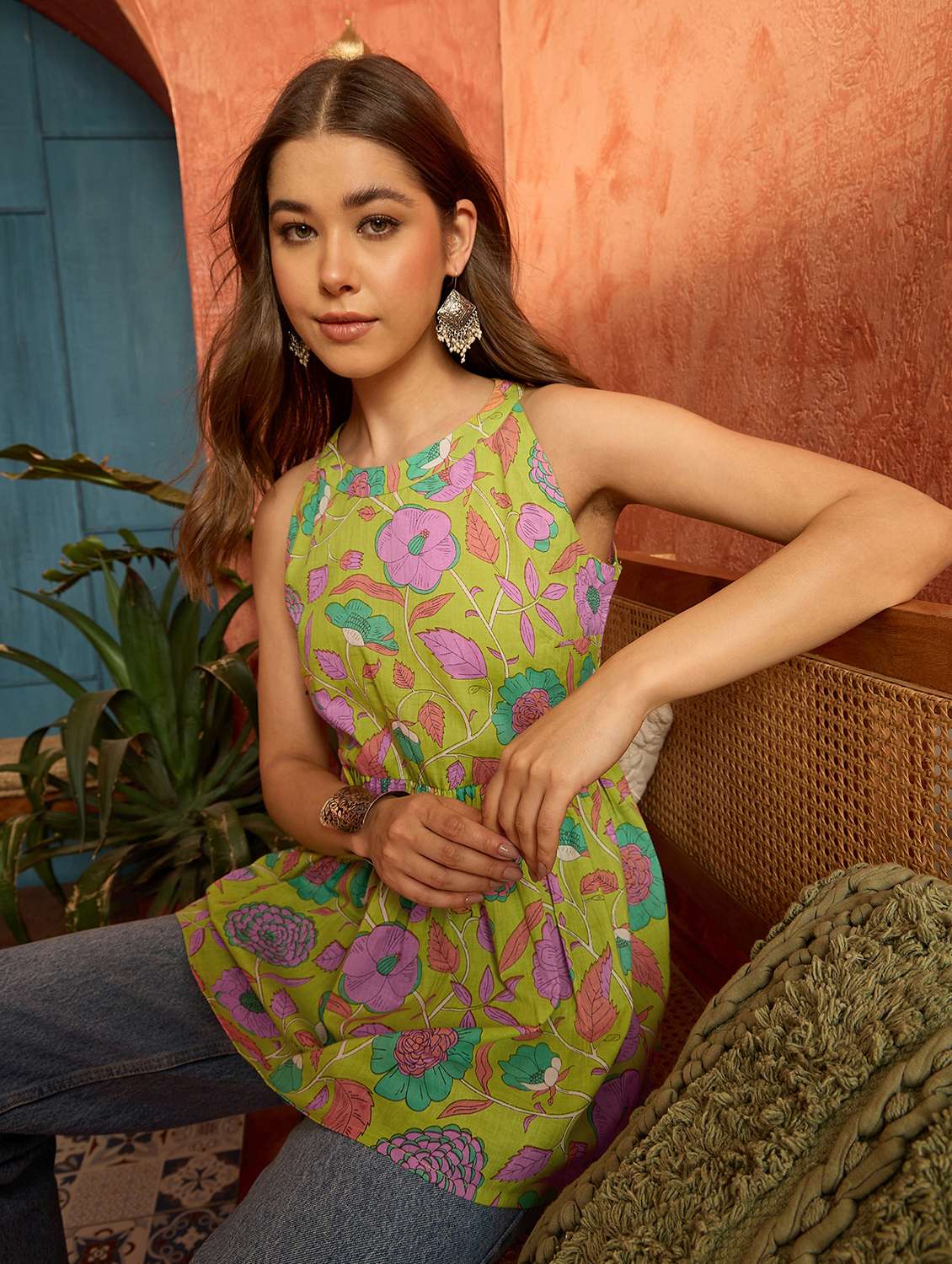 women printed sleeveless flared kurti - 22514401 -  Standard Image - 4