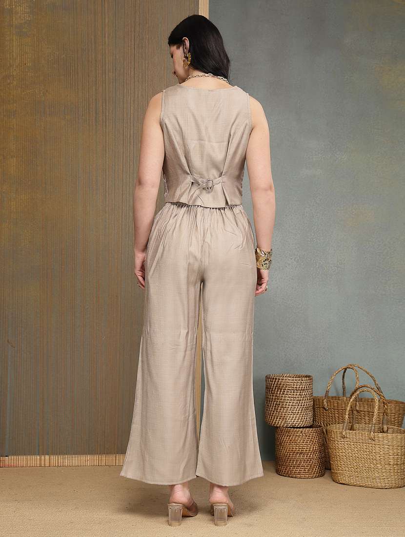 women embroidered sleeveless top and trouser co-ord set - 22514430 -  Standard Image - 4