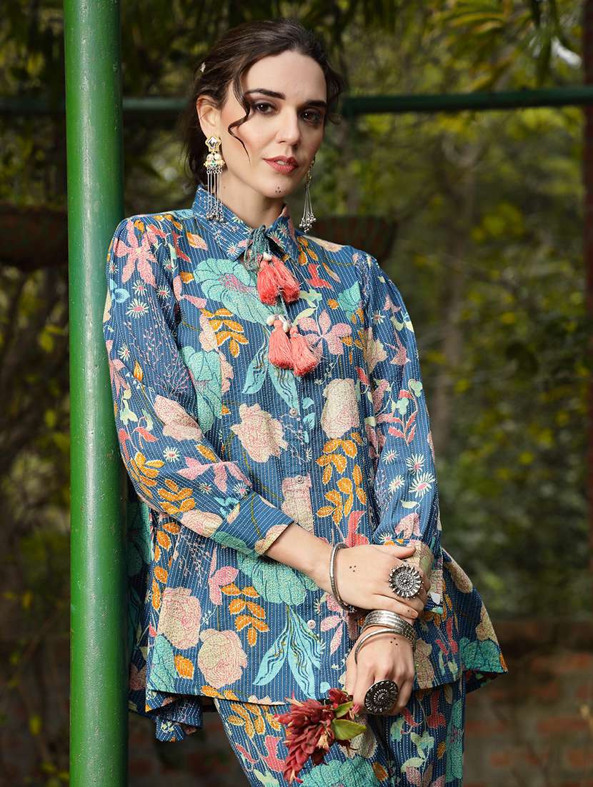 women printed collared shirt and trouser co-ord set - 22514447 -  Standard Image - 1