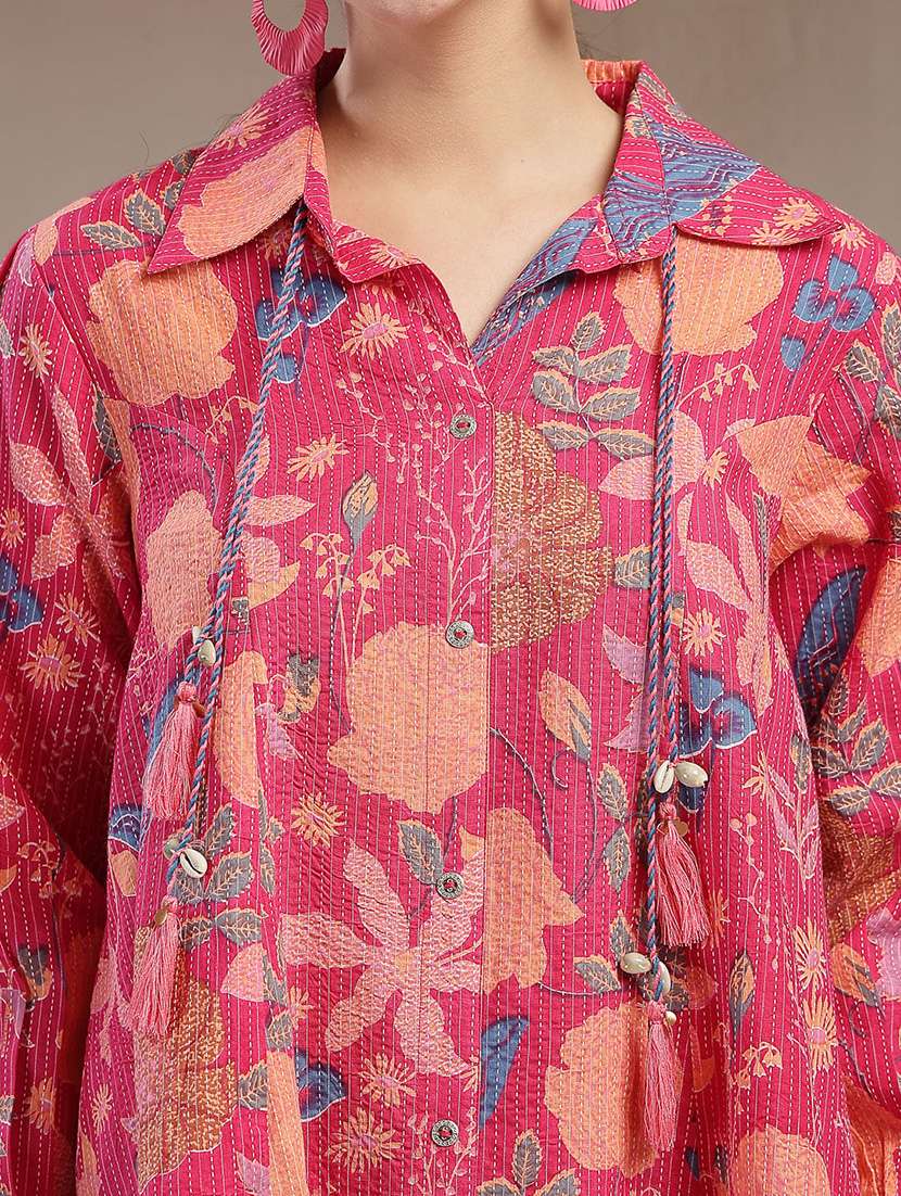 women printed collared shirt and trouser co-ord set - 22514460 -  Standard Image - 1