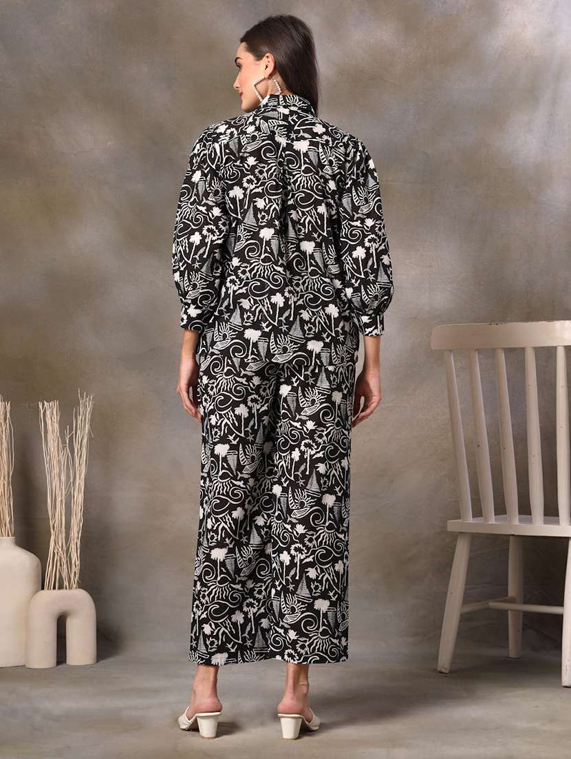 women printed three quarter sleeves shirt and trouser co-ord set - 22514491 -  Standard Image - 4