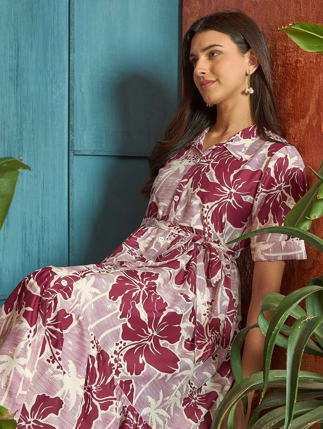 women printed short sleeves fit and flare dress - 22514537 -  Standard Image - 6