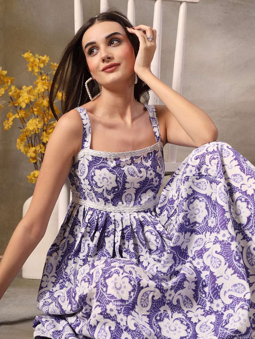 women printed sleeveless fit and flare dress - 22514546 -  Standard Image - 1