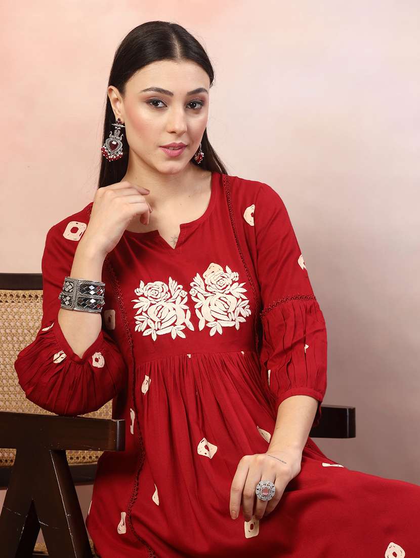 women printed a-line midi dress - 22514557 -  Standard Image - 1