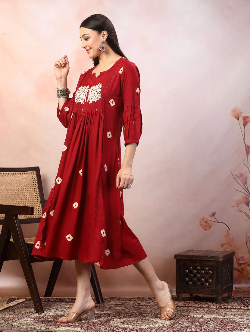 women printed a-line midi dress - 22514557 -  Standard Image - 4