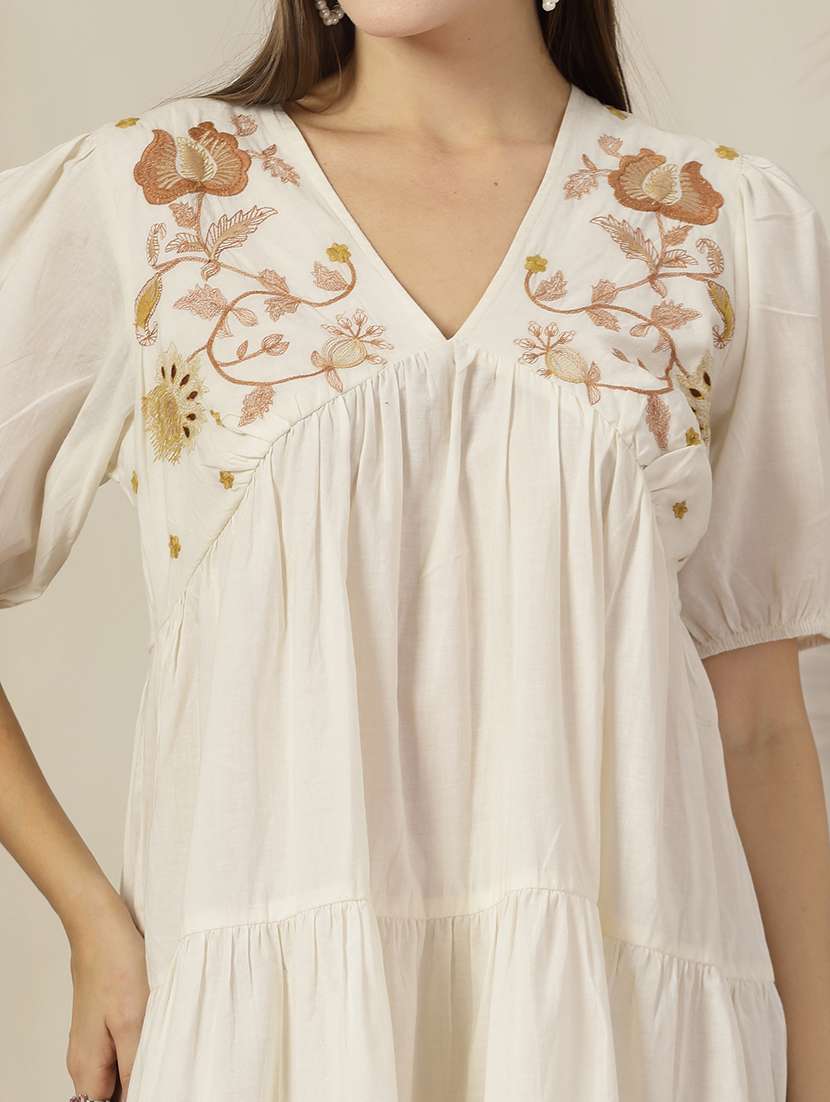 women embroidered v neck tiered dress - 22514558 -  Standard Image - 1