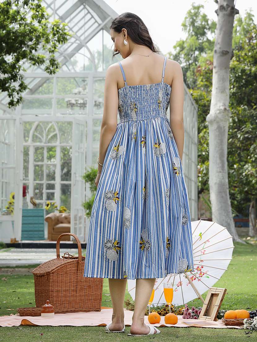 women printed shoulder strap fit and flare dress - 22514590 -  Standard Image - 4