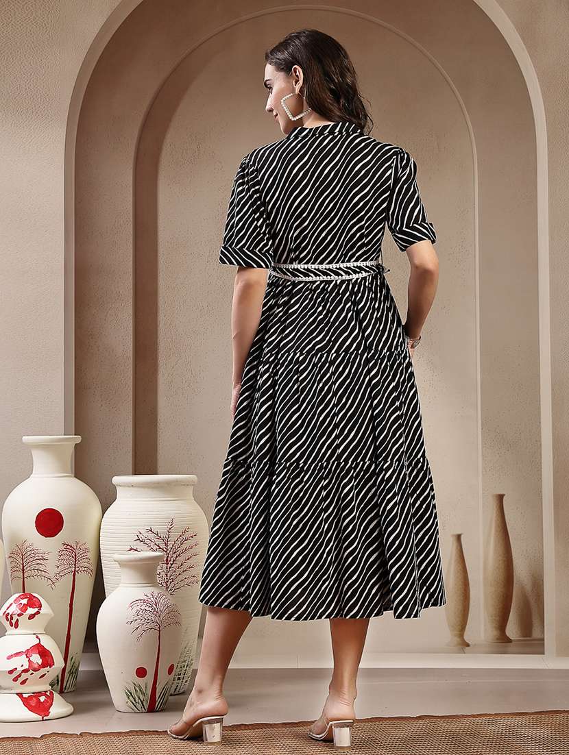 Women Printed Collared Tiered Dress - 22514650 -  Standard Image - 4
