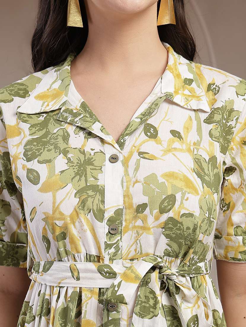 women printed collared tiered dress - 22514653 -  Standard Image - 1